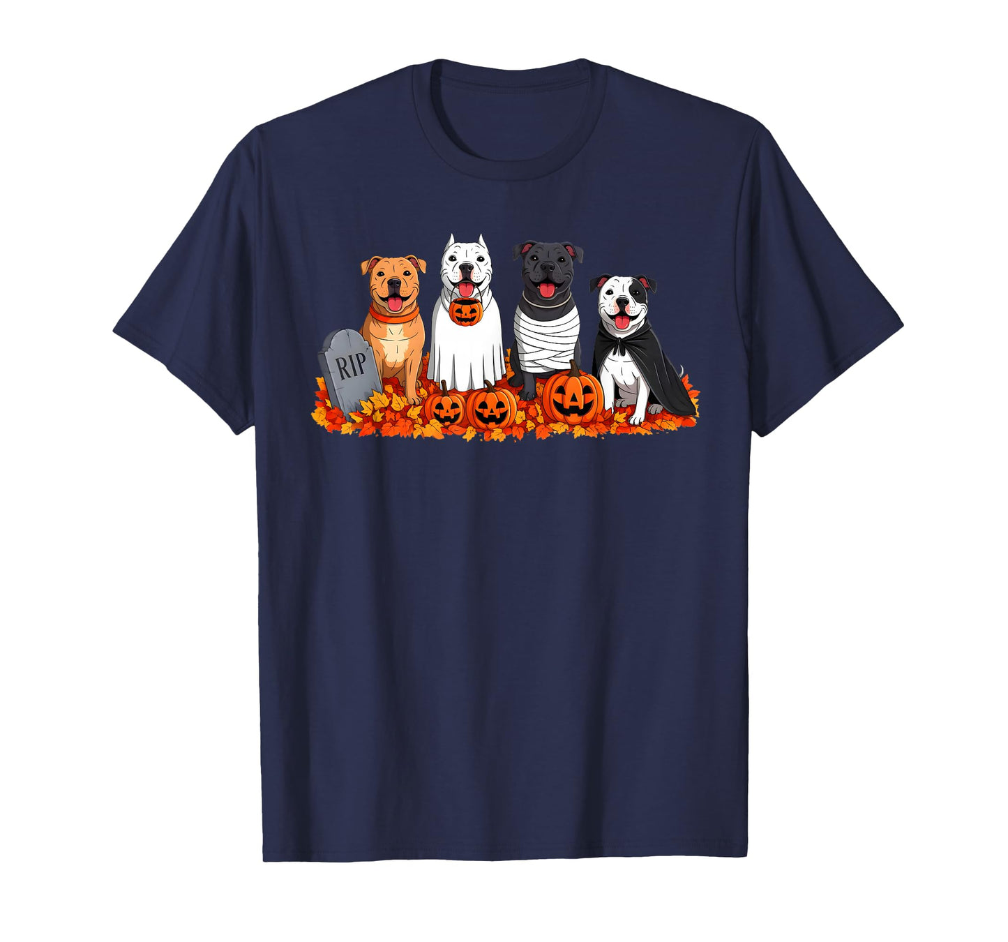 Halloween Costume Pitbull Dog Lover Ghost Pumpkin Mummy T-Shirt