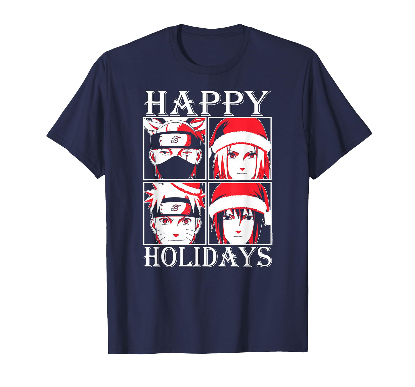 Naruto Shippuden Happy Holidays Characters Anime T-Shirt