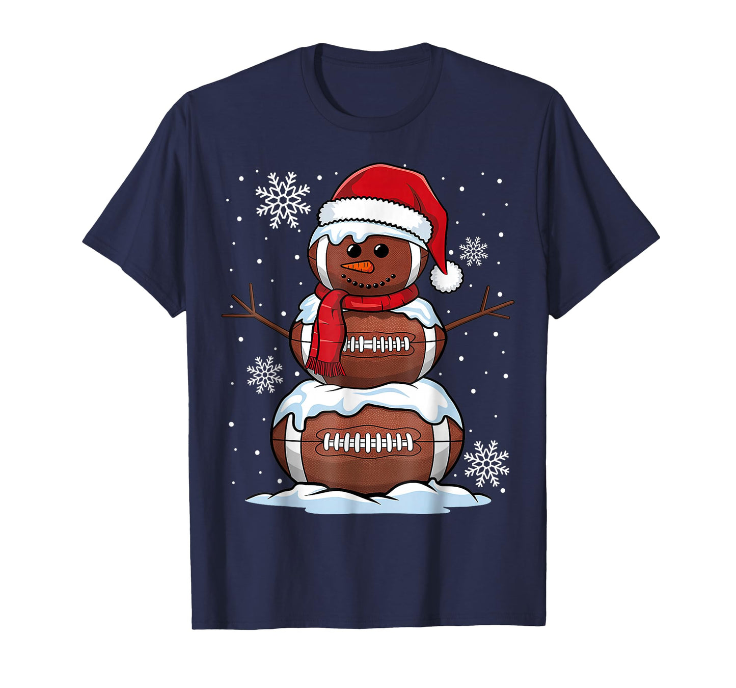 Merry Christmas Football Snowman Holiday Sports Xmas Pajamas T-Shirt