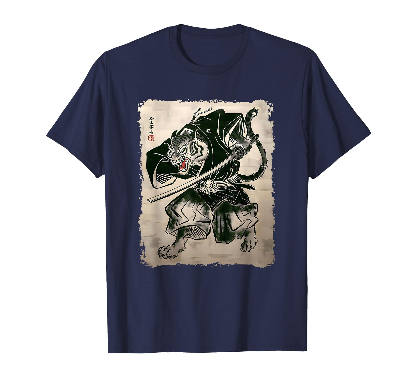 Samurai Tiger Warrior Vintage Japanese Art Anime T-Shirt