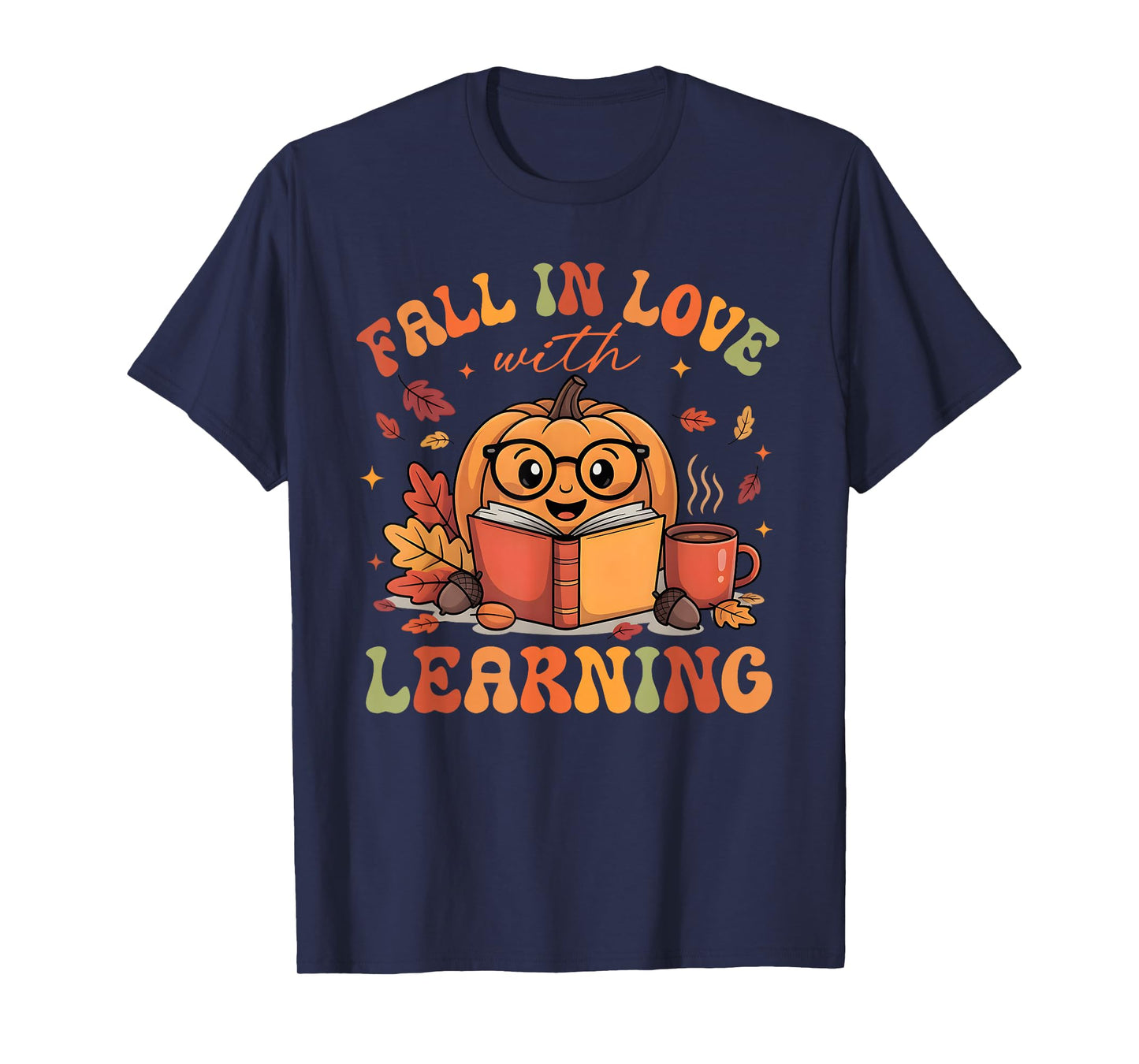 Fall in Love with Learning Autum Thanksgiving Teacher Kids T-Shirt