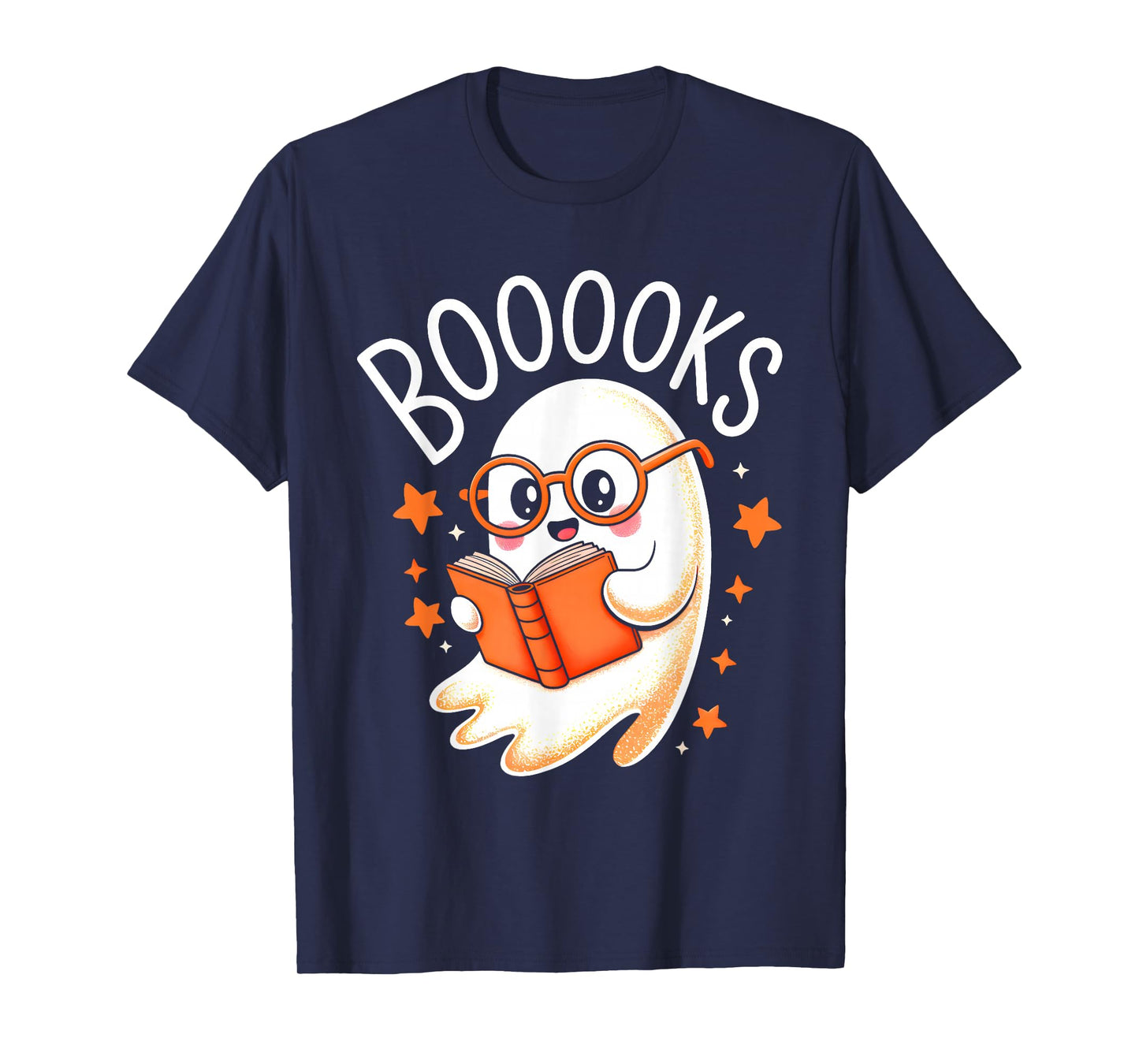 Cute Ghost Reading Book Lovers Librarian Teacher Halloween T-Shirt