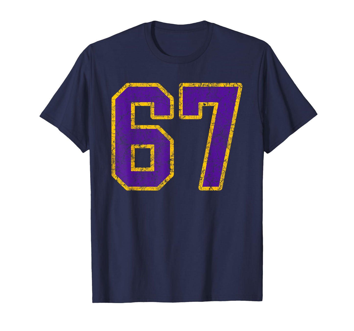 Purple Gold Number 67 Jersey Player Uniform #67 Grunge T-Shirt