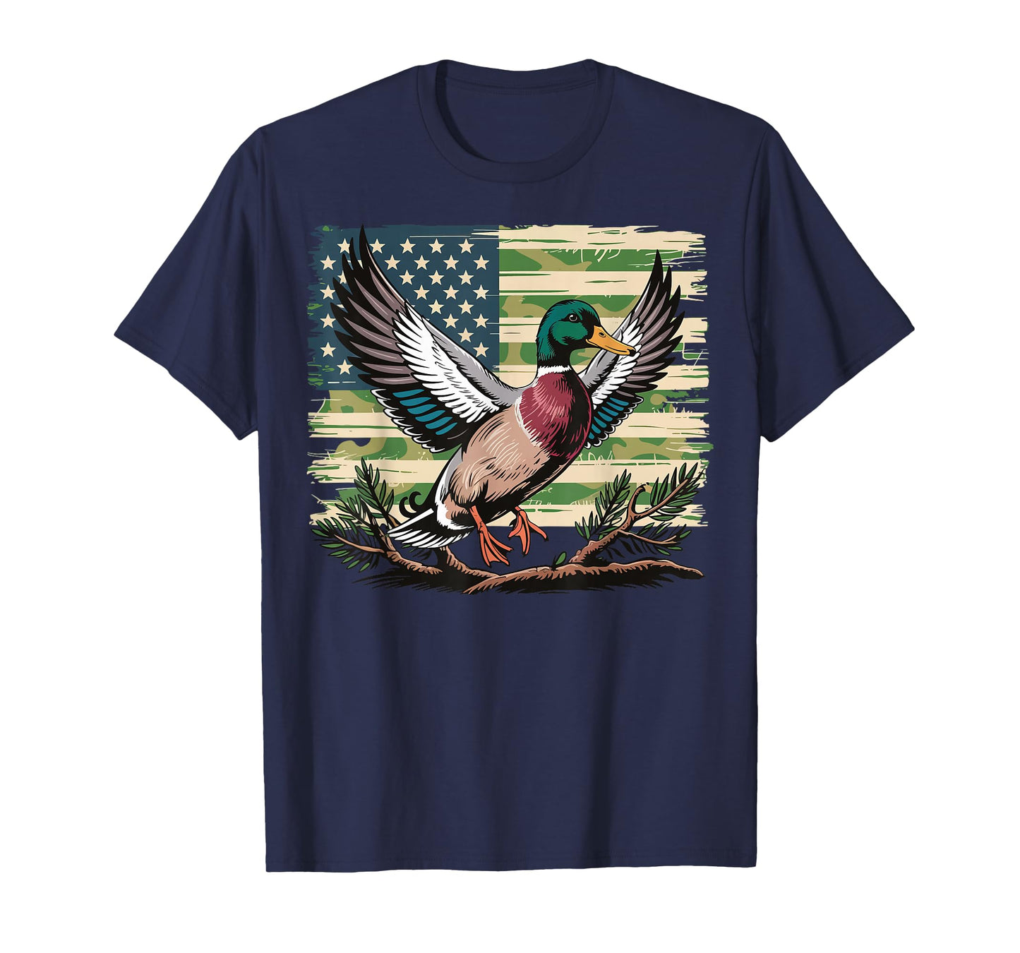 Duck American Flag Duck Hunting T-Shirt