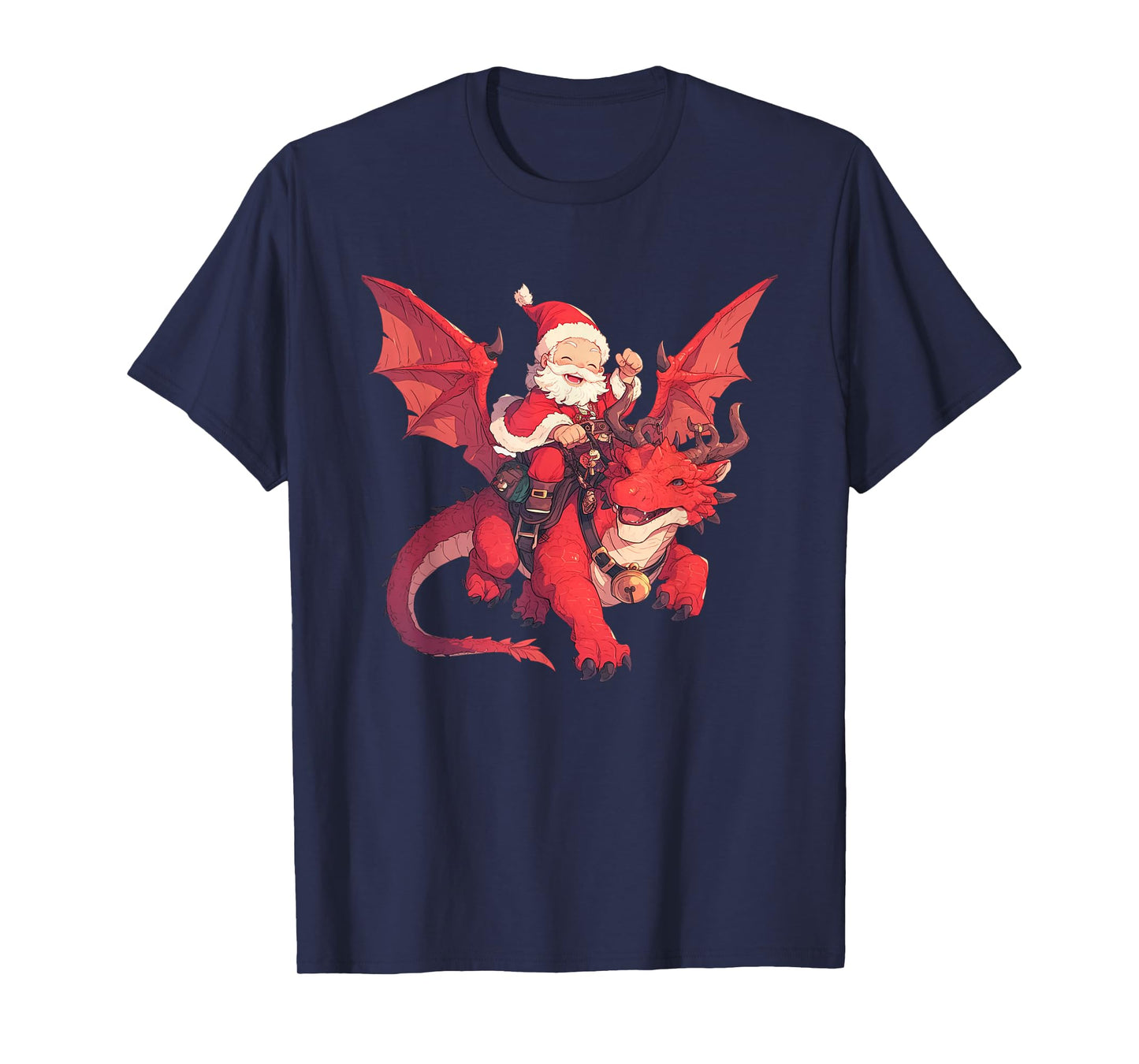 Santa Riding A Dragon - Dragon Christmas T-Shirt