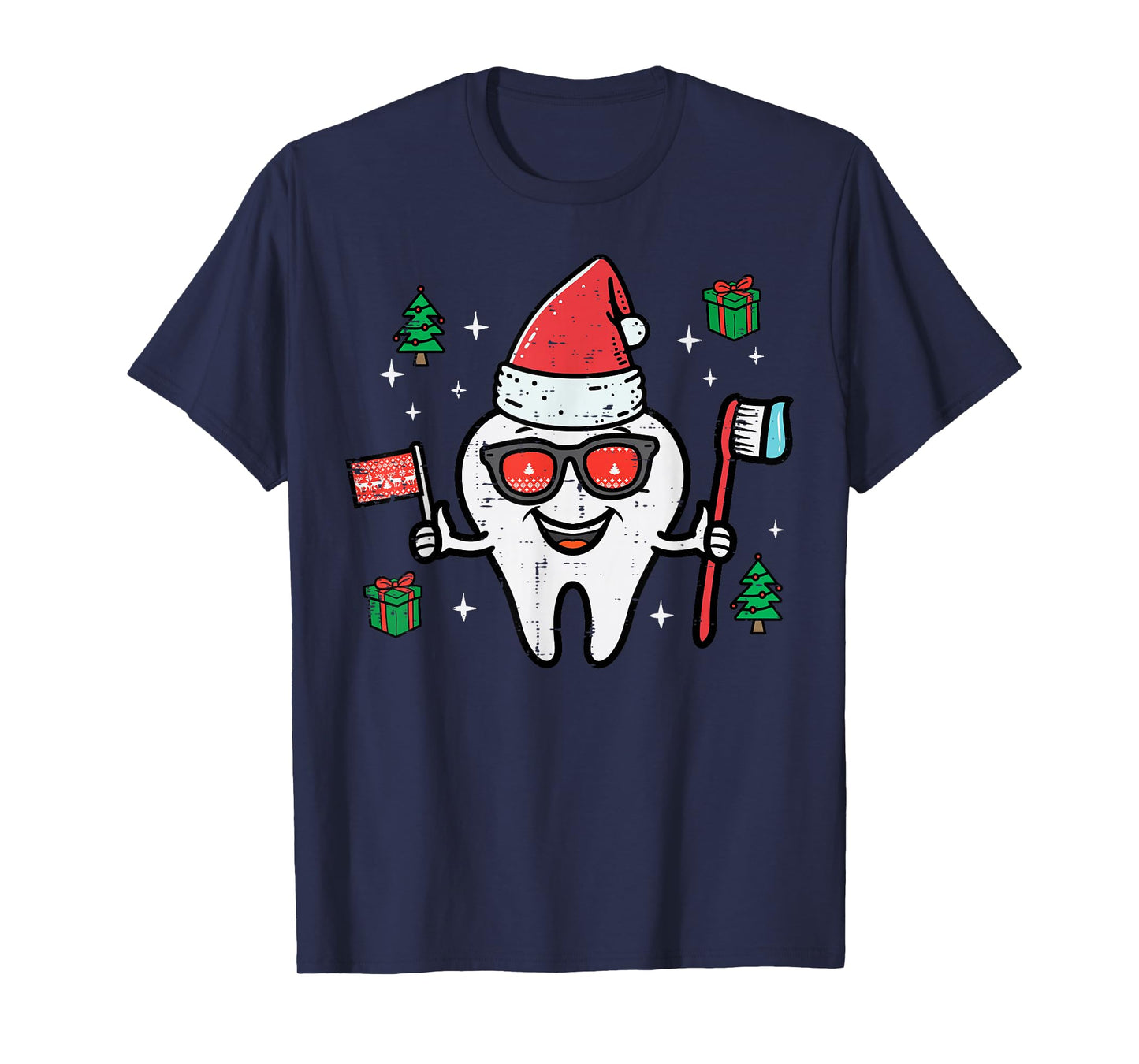 Christmas Dentist Tooth Xmas Dental Teeth Men Women Kids T-Shirt