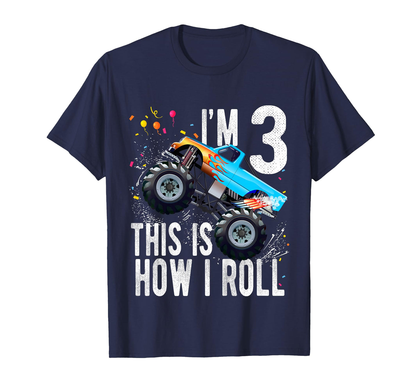 Kids 3 Year Old Shirt 3rd Birthday Boy Monster Truck Car T-Shirt