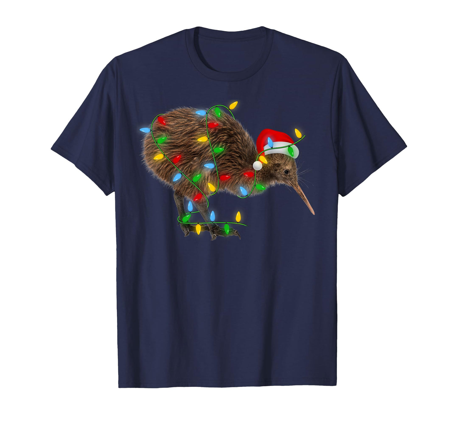 Kiwi Bird Xmas Lighting Holiday Santa Kiwi Christmas T-Shirt