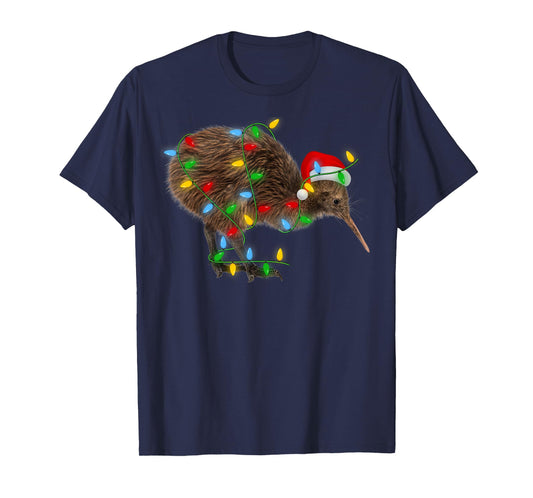 Kiwi Bird Xmas Lighting Holiday Santa Kiwi Christmas T-Shirt