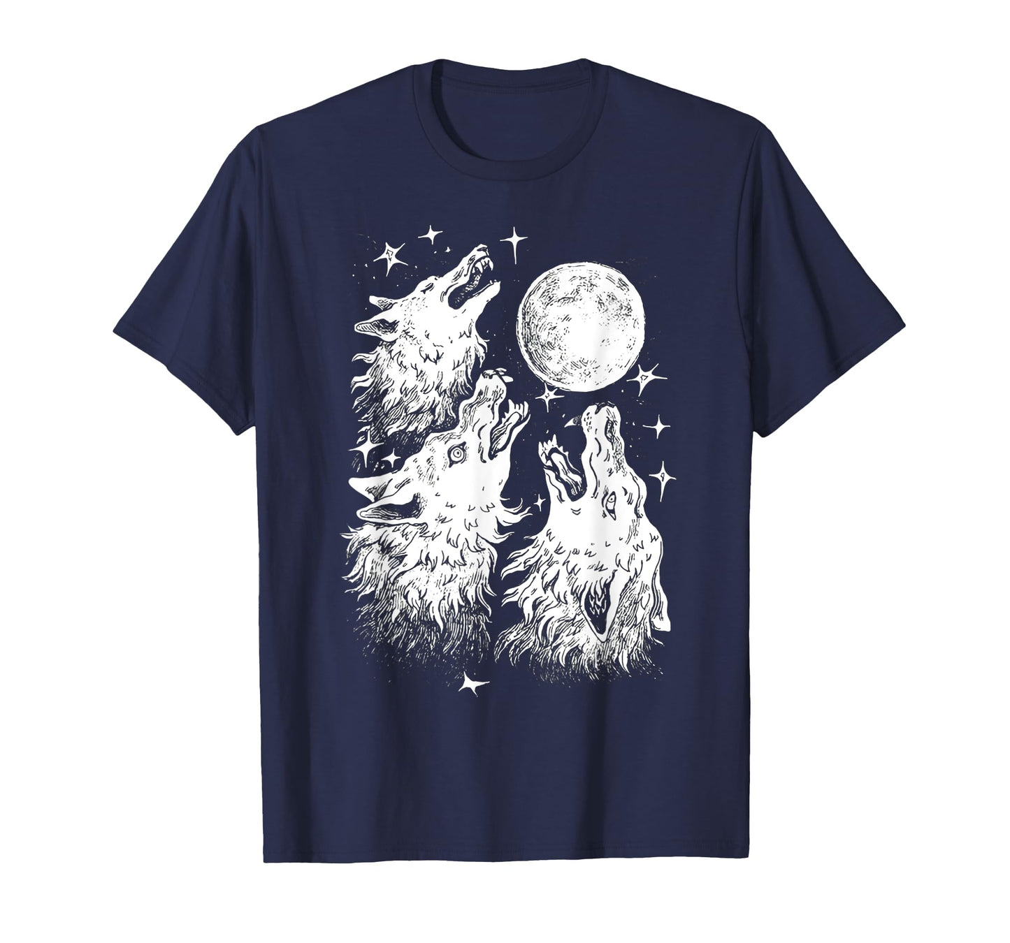 Three Wolves Howling at the Moon - Wolf Lover T-Shirt