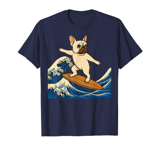 French Bulldog Surfing Japanese T-Shirt