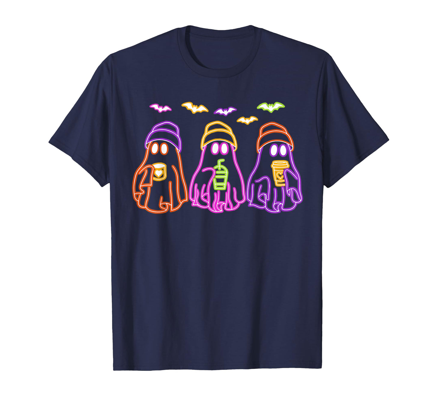 Ghost Drinking Coffee Funny Halloween Costume Coffee Lover T-Shirt