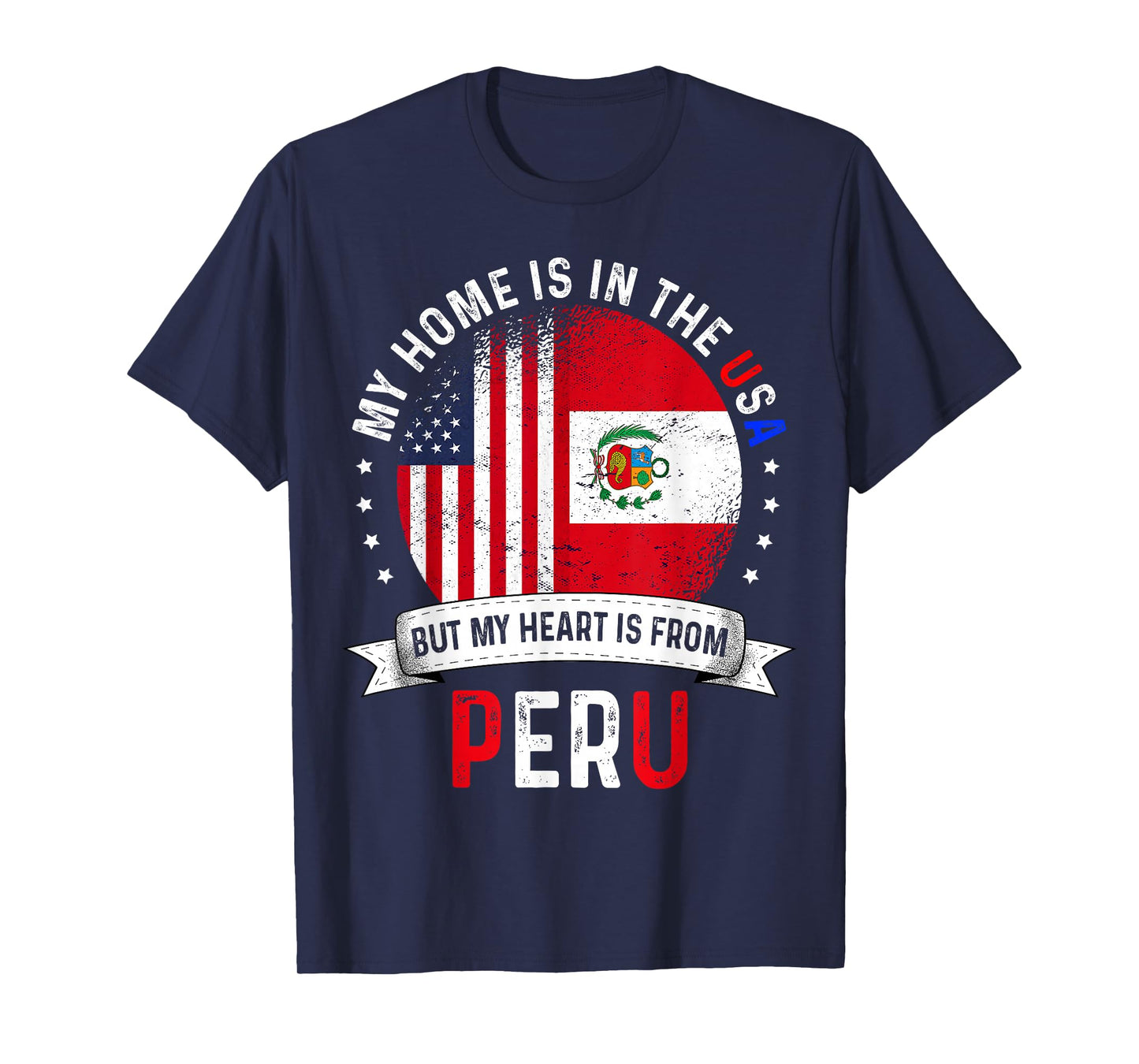 Peruvian American Patriot Heart is from Peru Flag T-Shirt