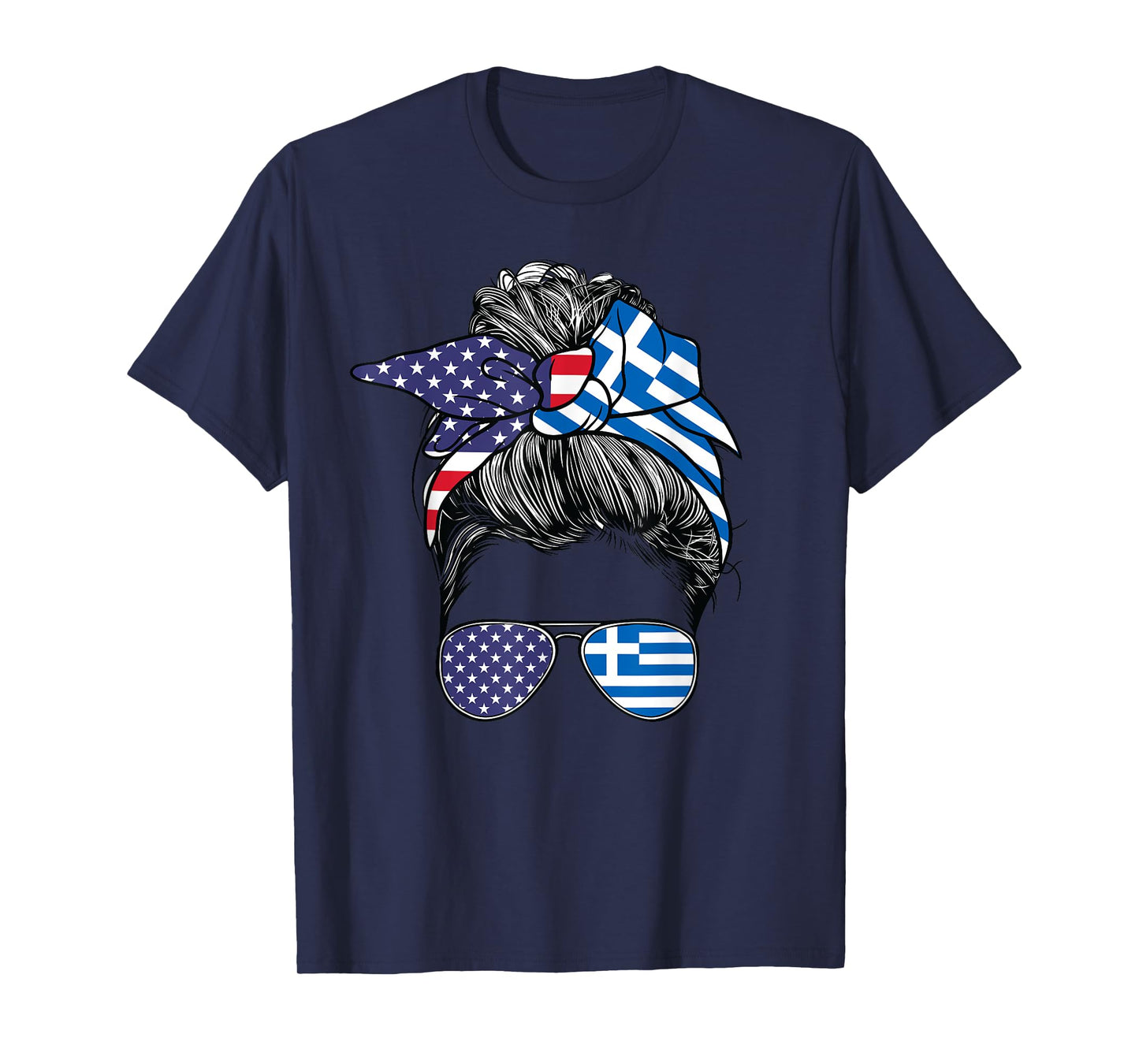 Greek Women Girl USA Heritage American Greece Flag T-Shirt