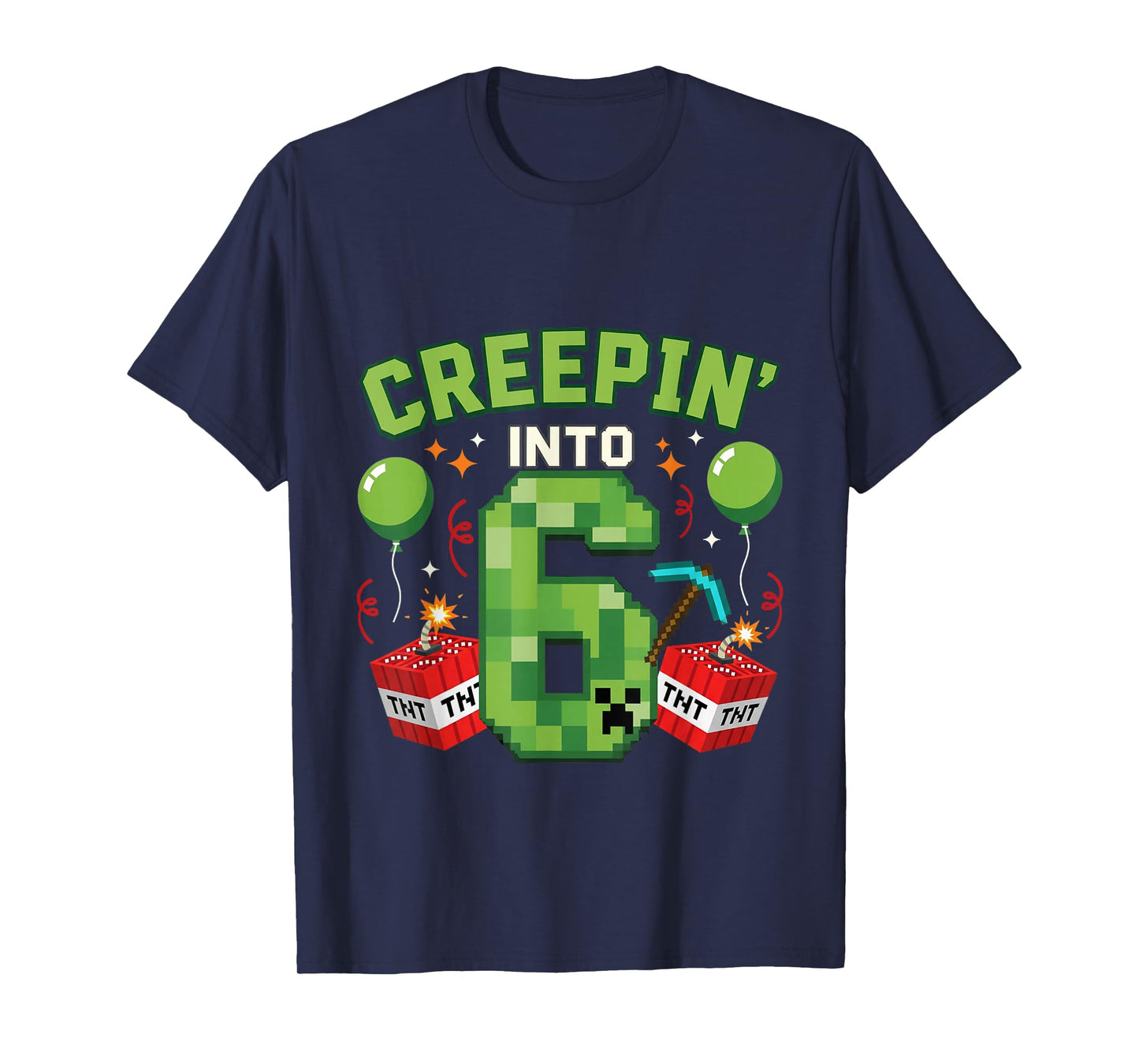 It's My 6th Birthday Boy Gamer Creepin’ Into 6 Gamer Pixel T-Shirt