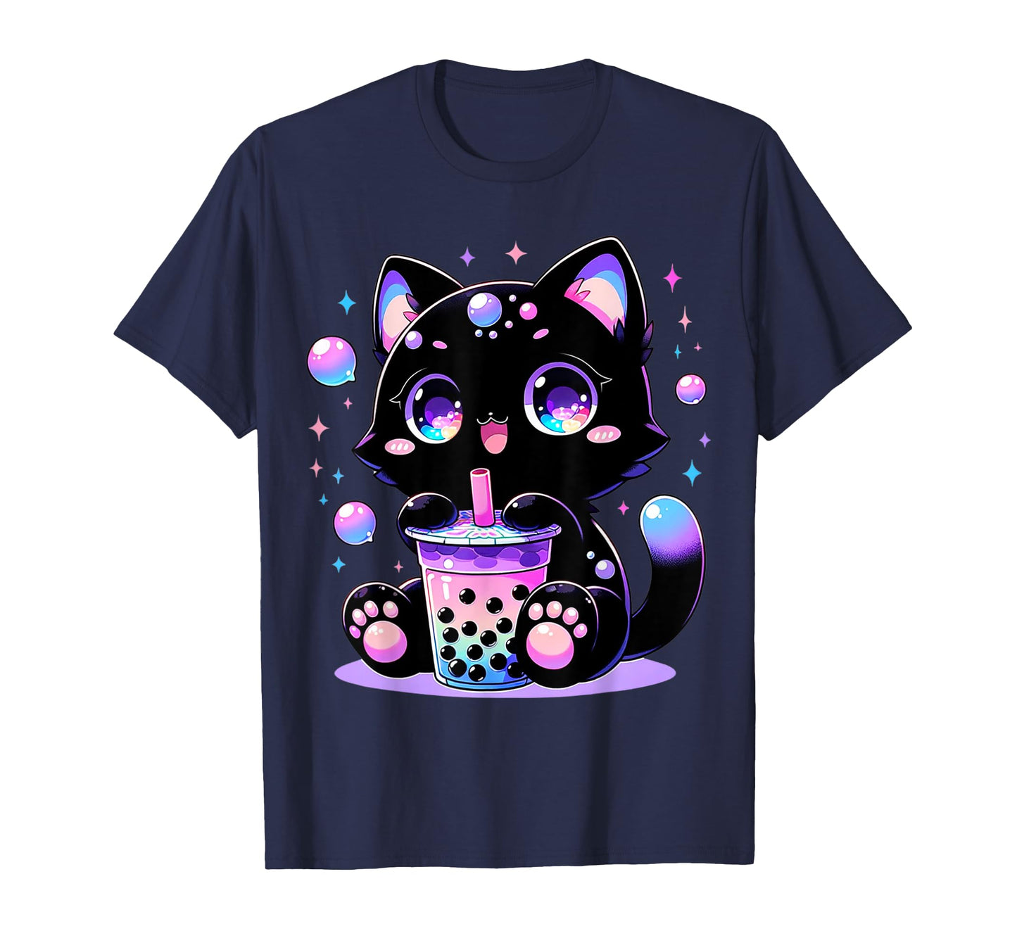 Kawaii Bubble Tea Cat Pastel Goth Boba Tea T-Shirt for Men Women Kids