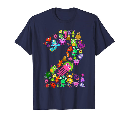 Little Monster 2 Two Years Old Kid 2nd Birthday Party Aliens T-Shirt