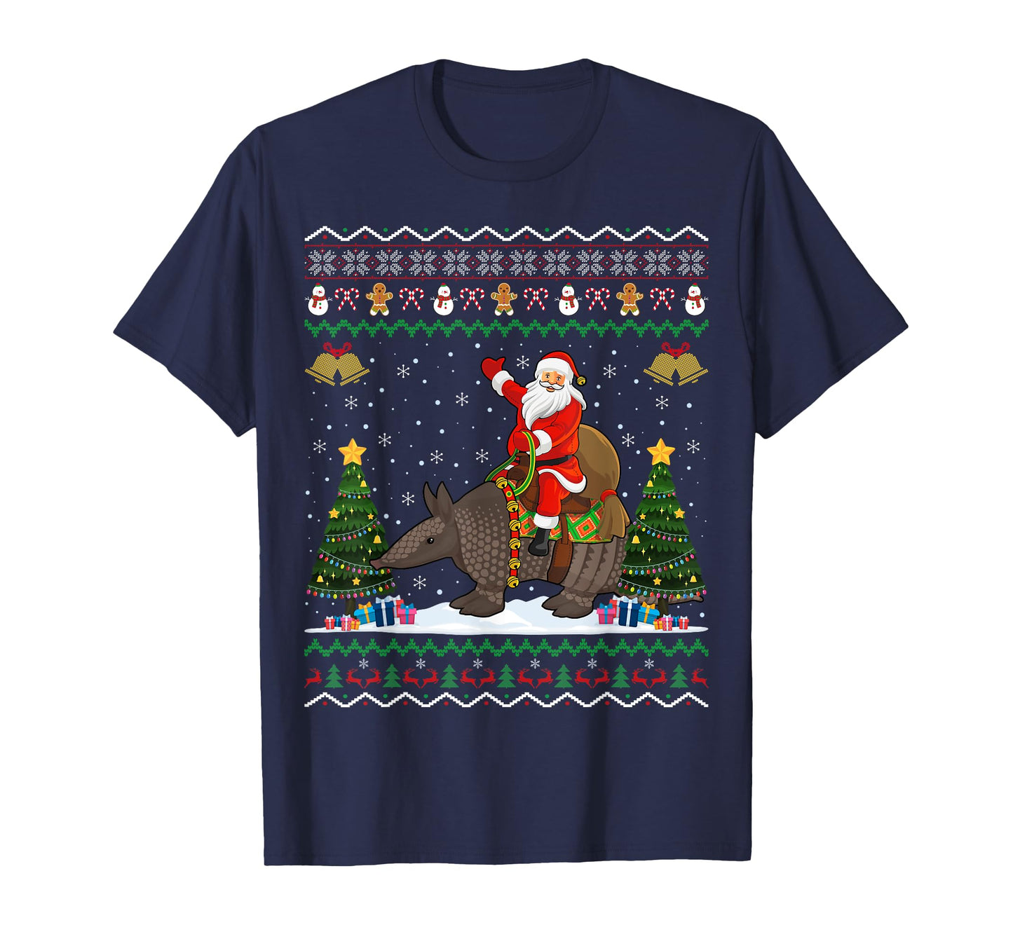 Armadillo Ugly Xmas Gift Santa Riding Armadillo Christmas T-Shirt