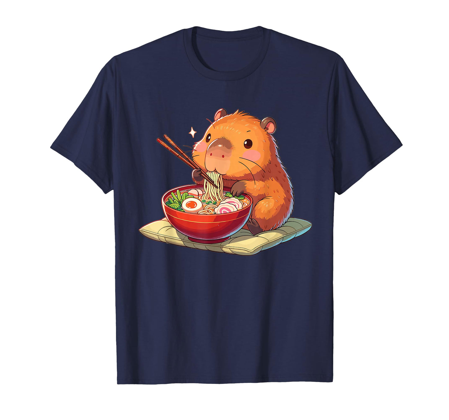 Cute Capybara Eats Ramen Noodles Capybara Ramen T-Shirt
