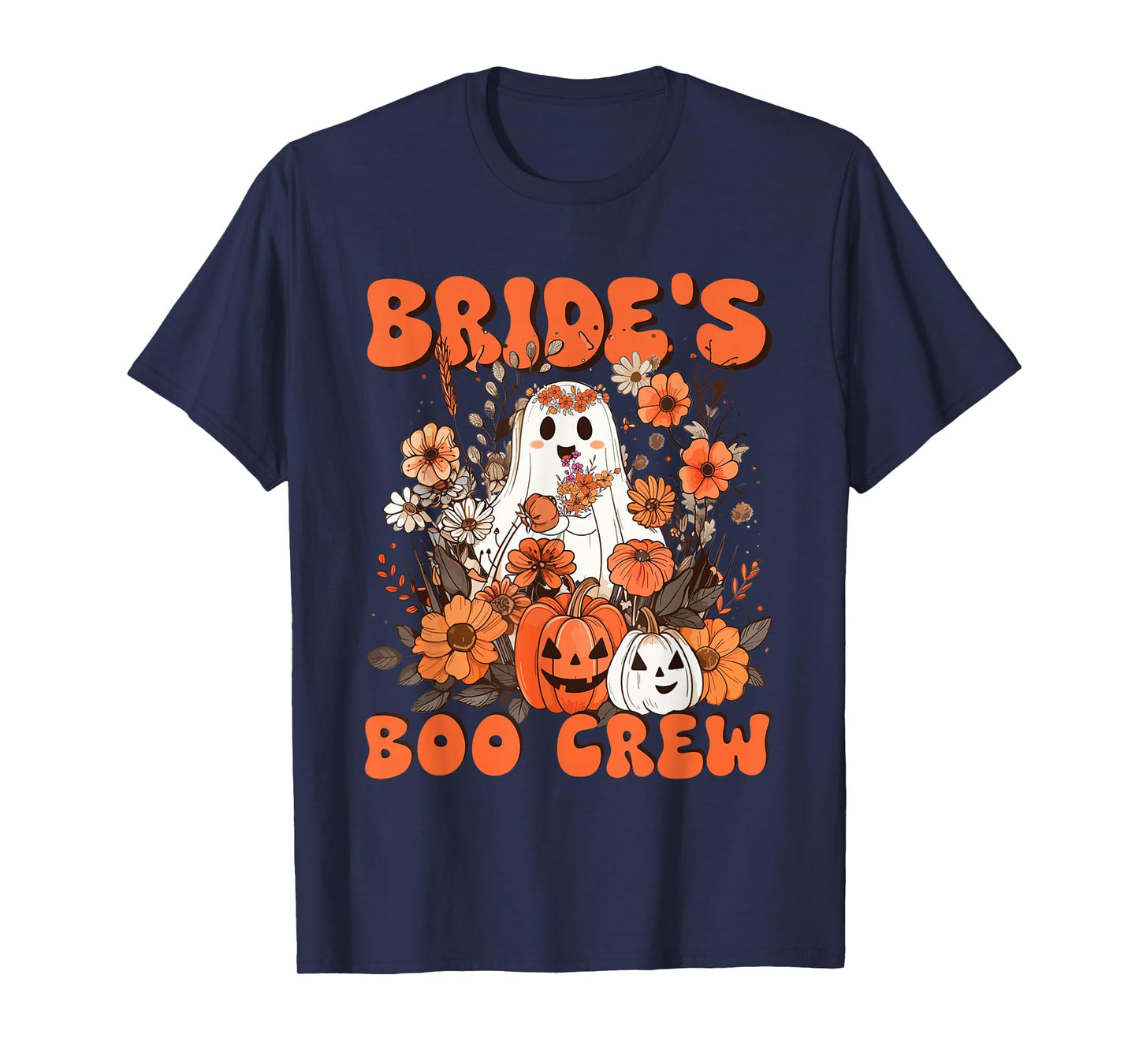 Bride's Boo Crew Floral Ghost Bachelorette Wedding Halloween T-Shirt