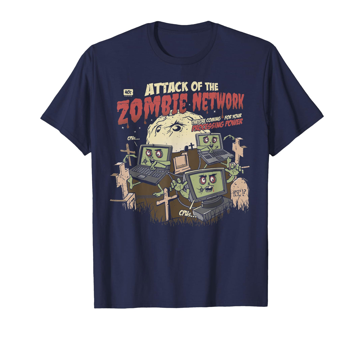 Zombie Network Funny Cybersecurity Infosec Hacker Halloween T-Shirt