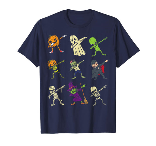 Dab Pumpkin Skeleton Ghost Alien Zombie Halloween Boys Kids T-Shirt