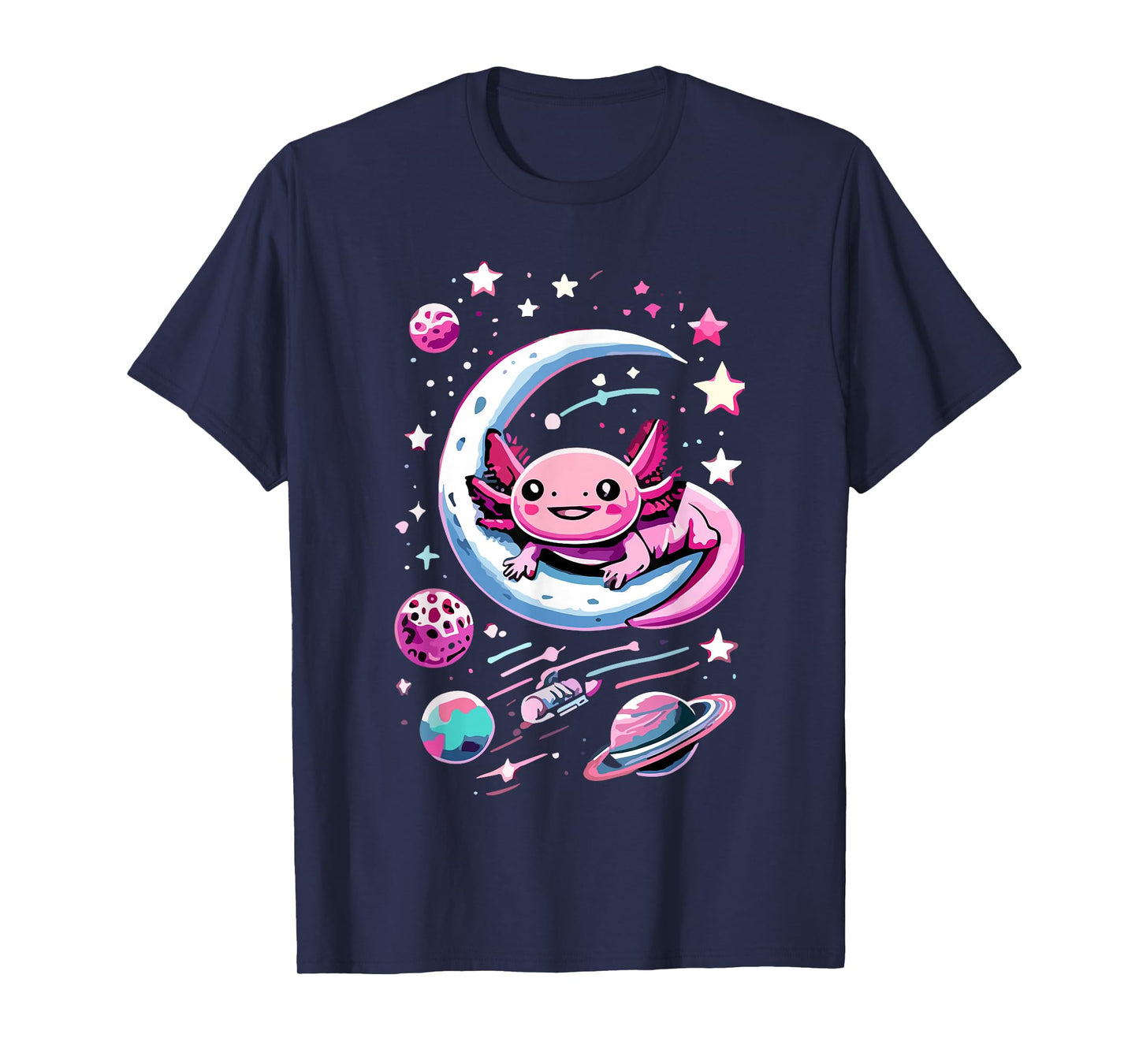 Space Adventure Kawaii Axolotl T-Shirt
