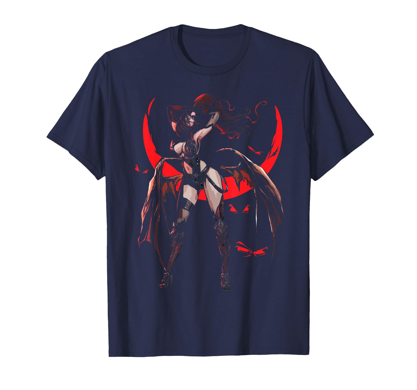 Anime Vampire Girl, Blood Moon, Scary Horror Halloween T-Shirt