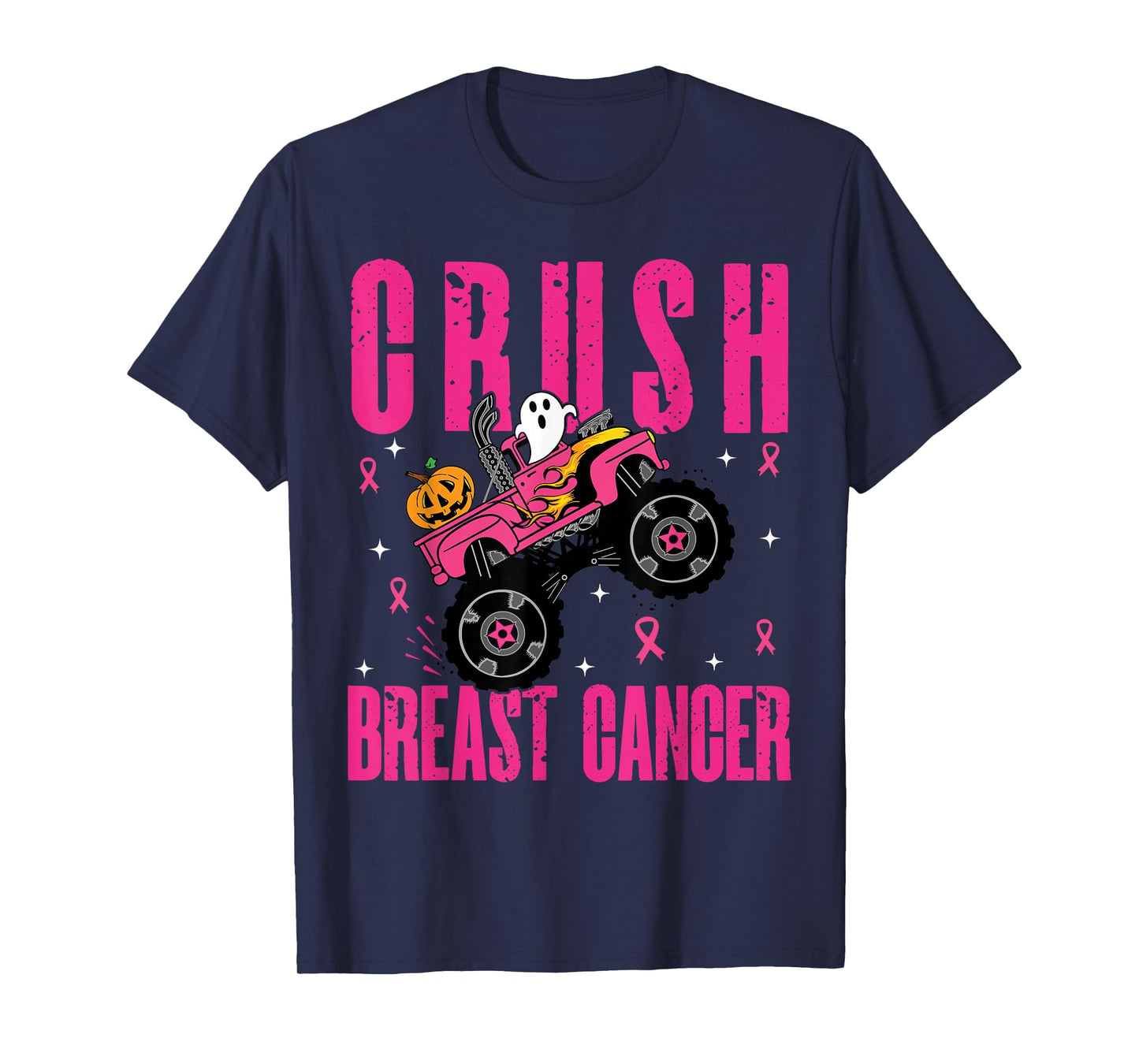 Crush Breast Cancer Awareness Monster Truck Halloween kids T-Shirt