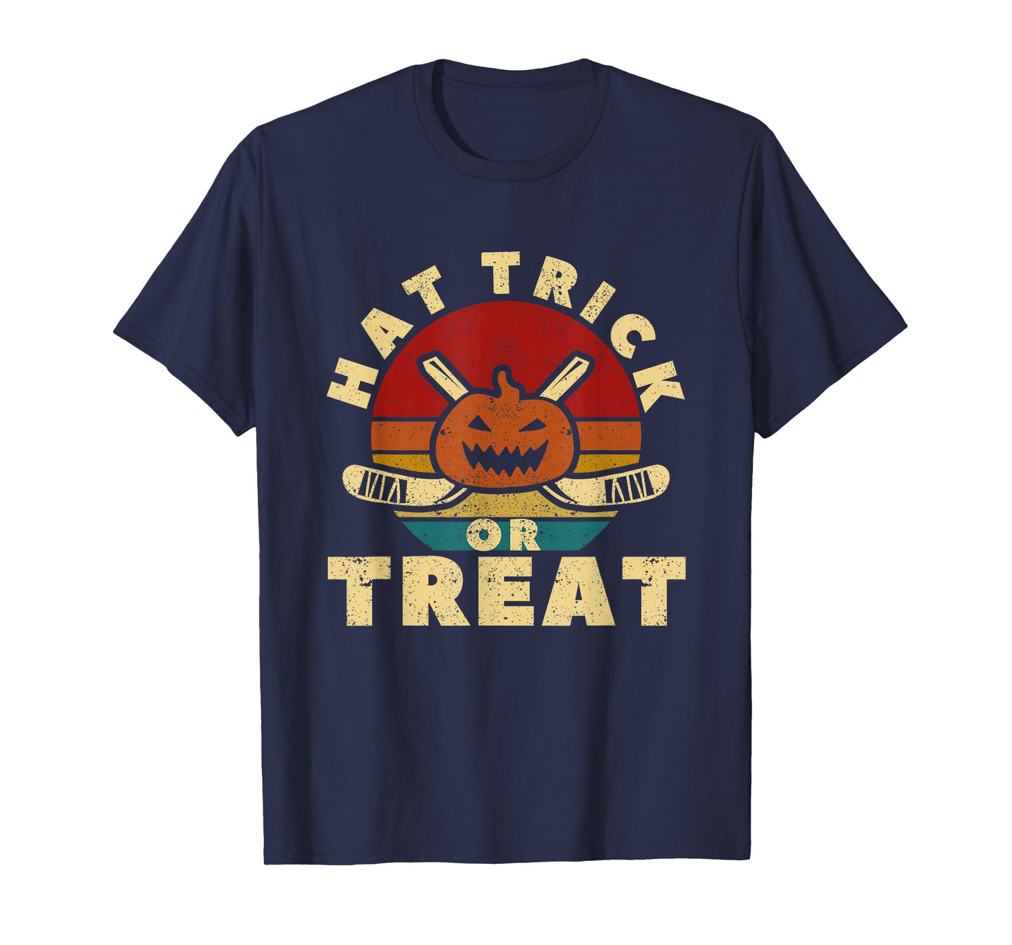 Ice Hockey Player Coach Halloween Pumpkin Hat Trick Or Treat T-Shirt