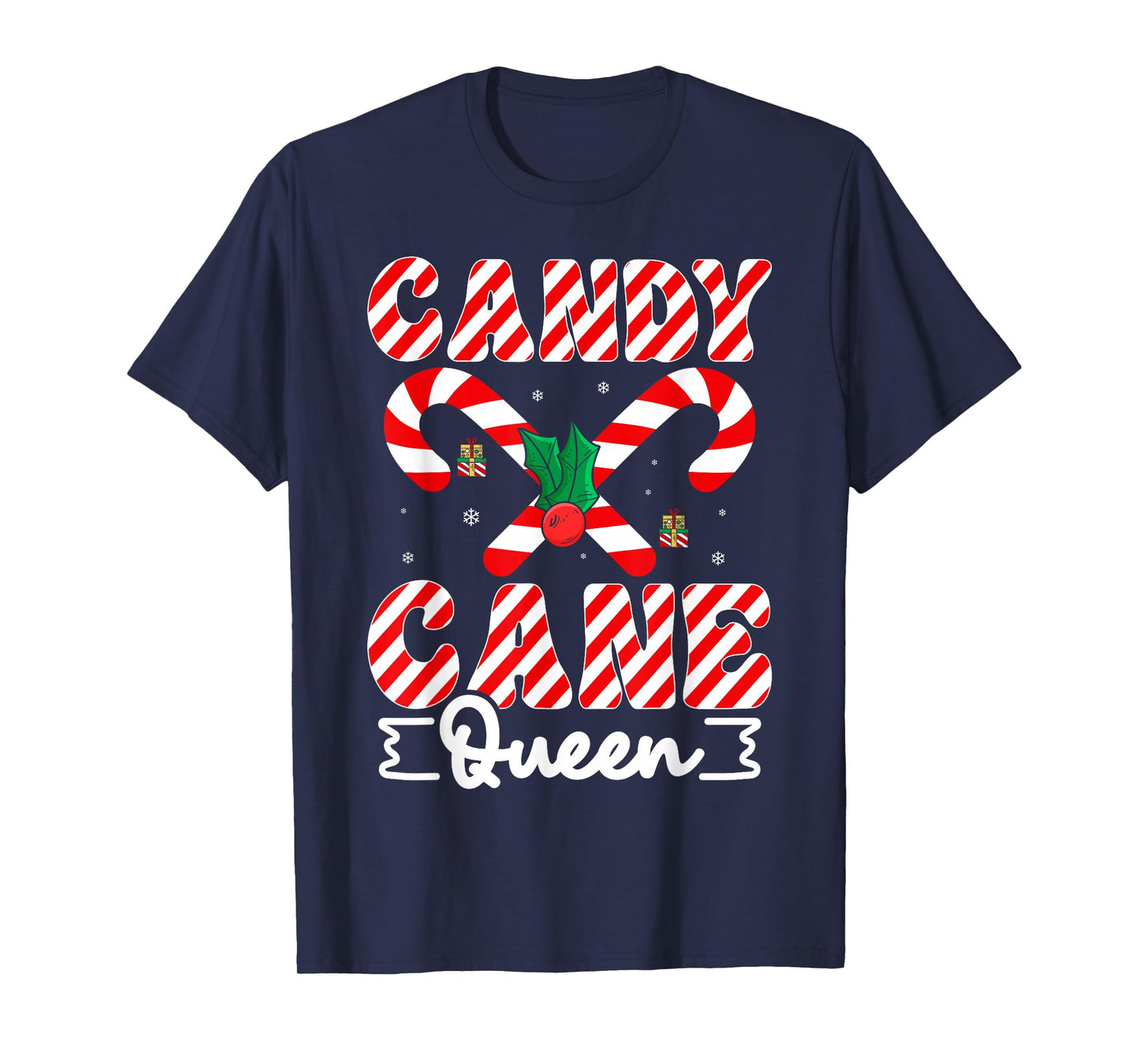 Funny Christmas Candy Cane Queen Matching Family Christmas T-Shirt