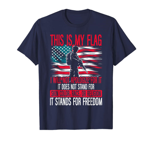 This Is My Flag Veteran USA America It Stands For Freedom T-Shirt