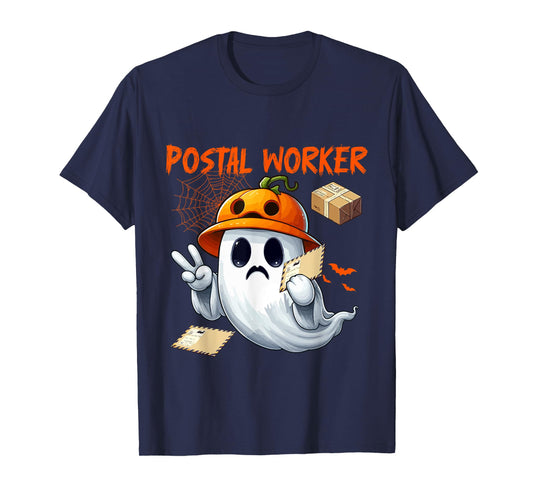 Postal Worker Job Halloween Ghost Boo Pumpkin Matching Team T-Shirt