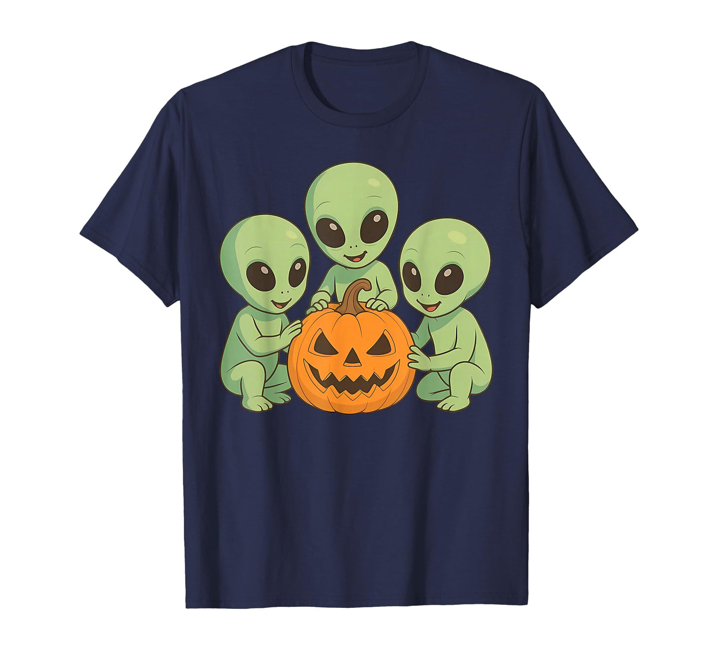 UFO Alien Spooky Pumpkin Trick Or Treat Space Halloween T-Shirt