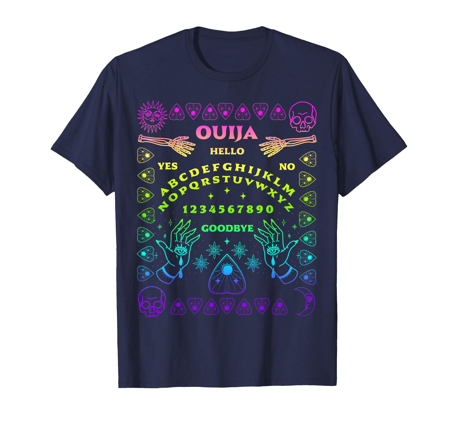Ouija Board Spirit Board Halloween Skeleton Tarot Women T-Shirt