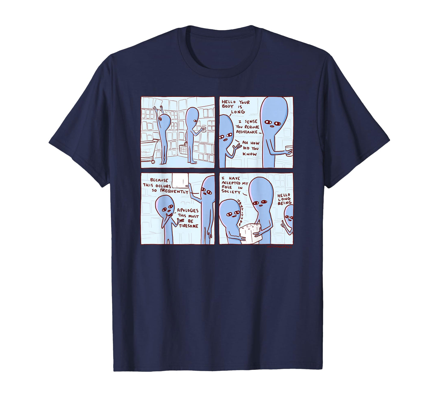 Threadless Nathan W. Pyle Strange Planet Long Being Graphic T-Shirt