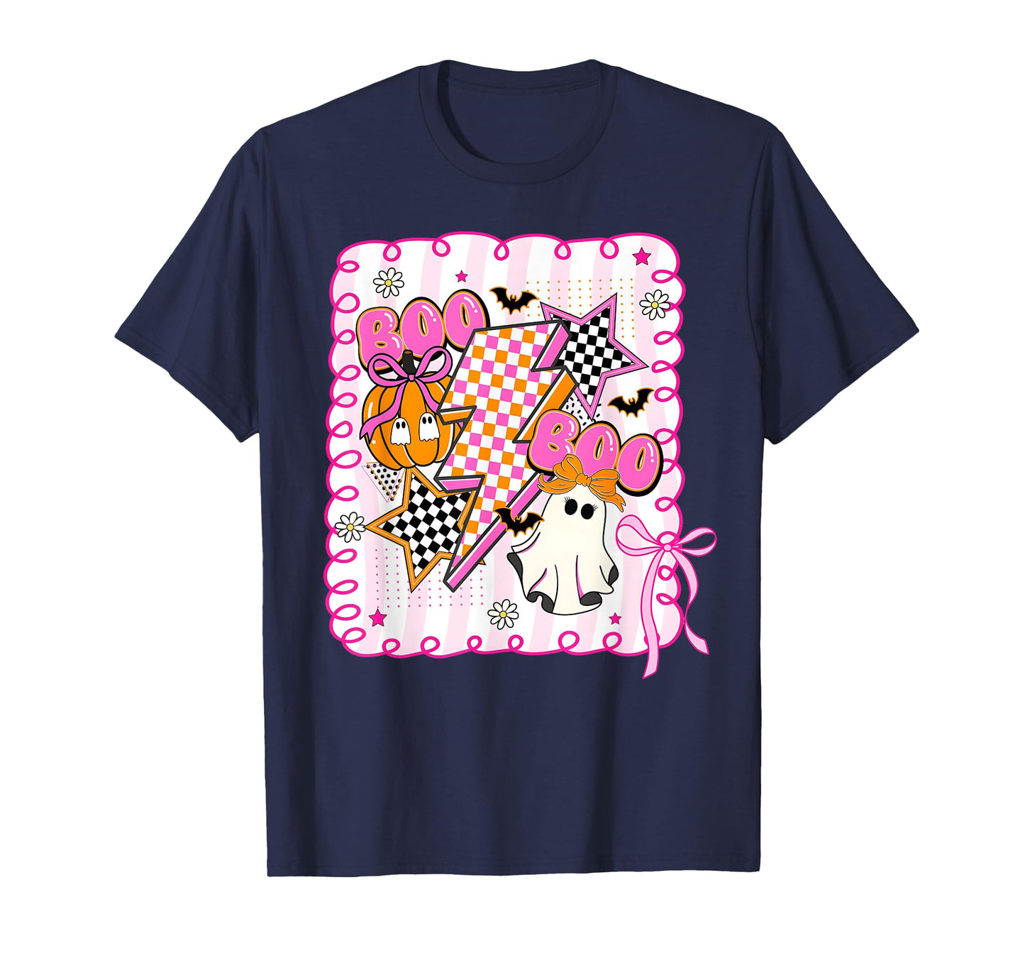 Boo Ghost Pink Coquette Bow Halloween Ghost Girl Women T-Shirt