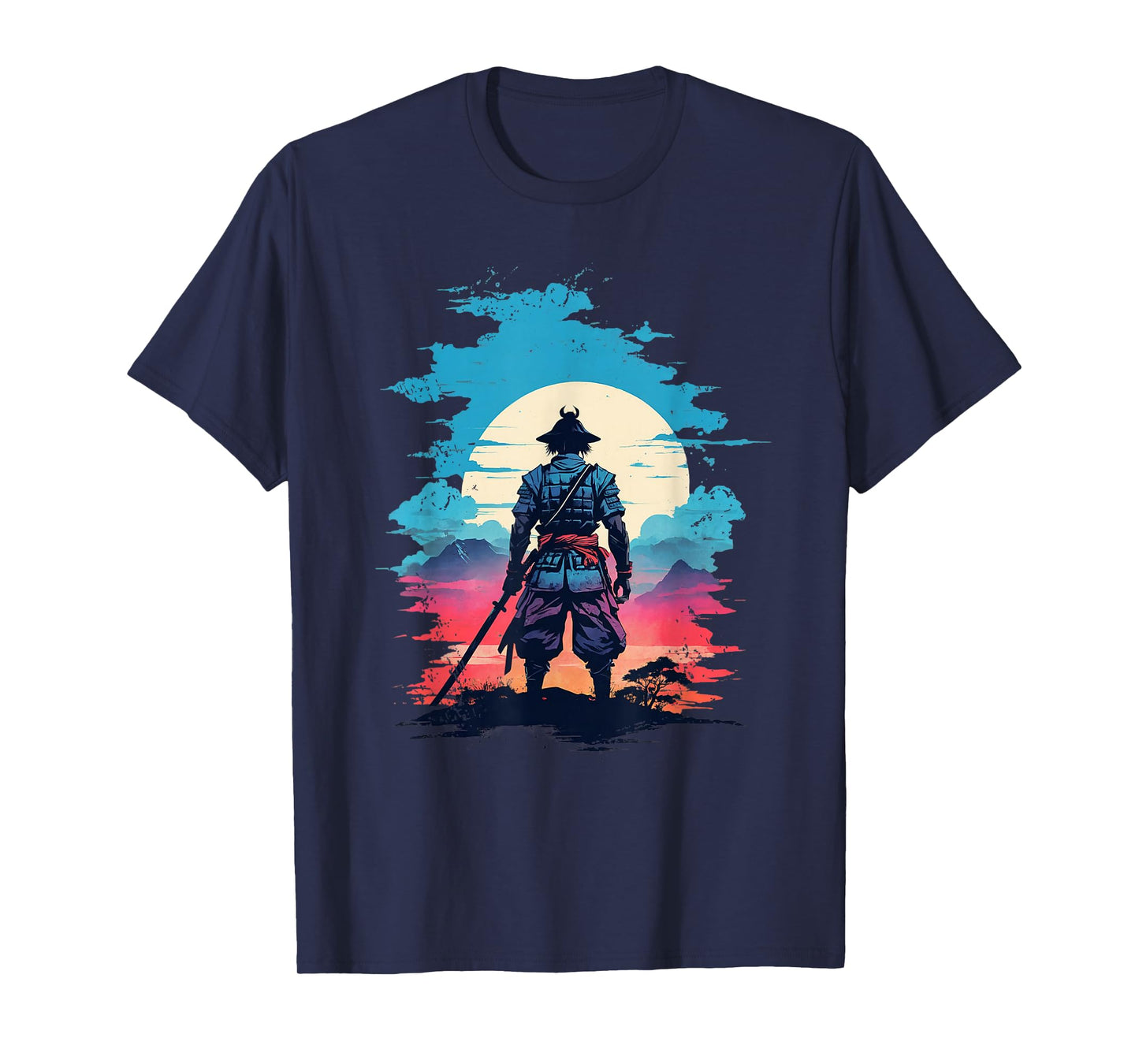 Cool Vintage Mystic Japanese Samurai Anime Silhouette T-Shirt