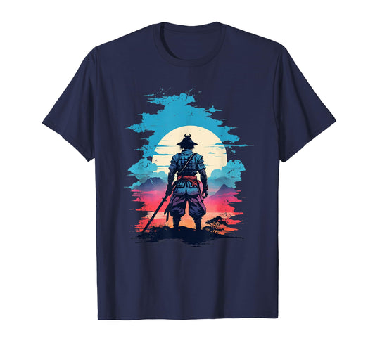 Cool Vintage Mystic Japanese Samurai Anime Silhouette T-Shirt