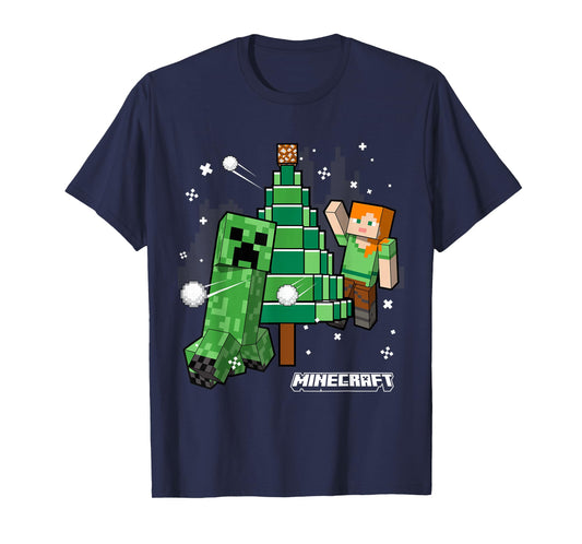 Minecraft Christmas Tree Snowball Fight With Alex T-Shirt