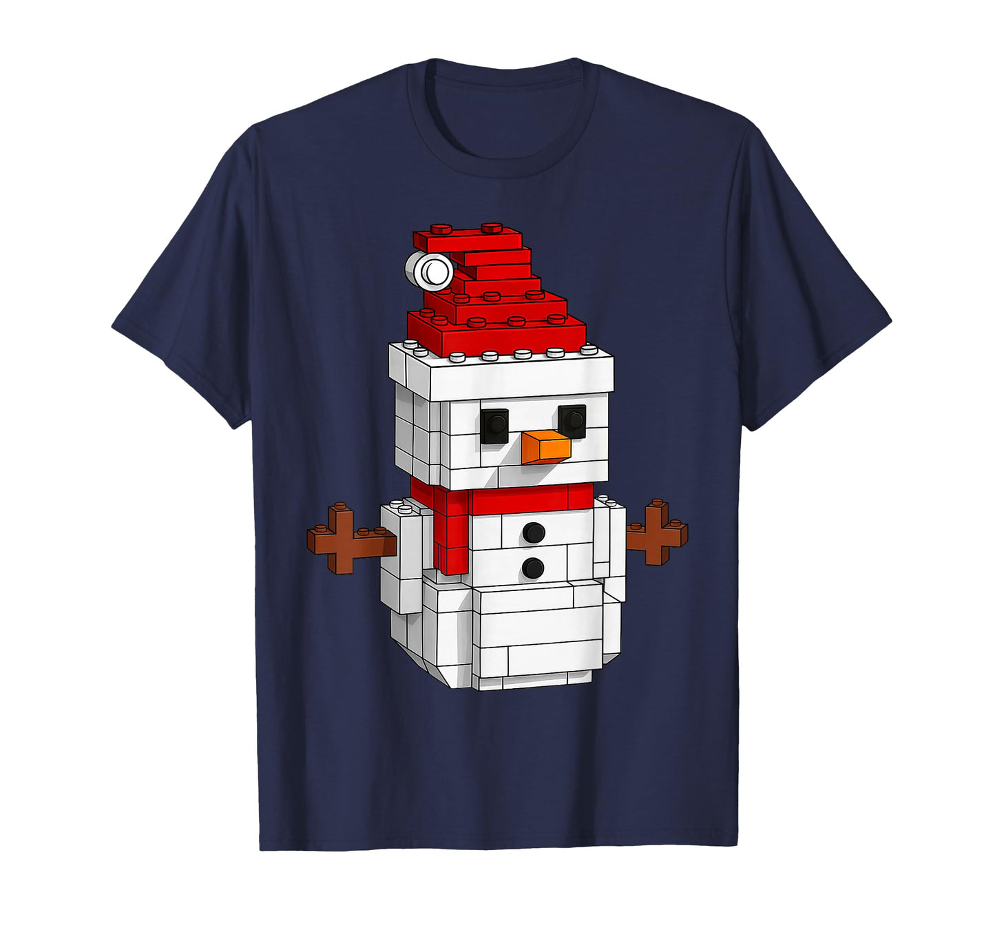 Snowman Building Block Master Builders Merry Christmas Kids T-Shirt