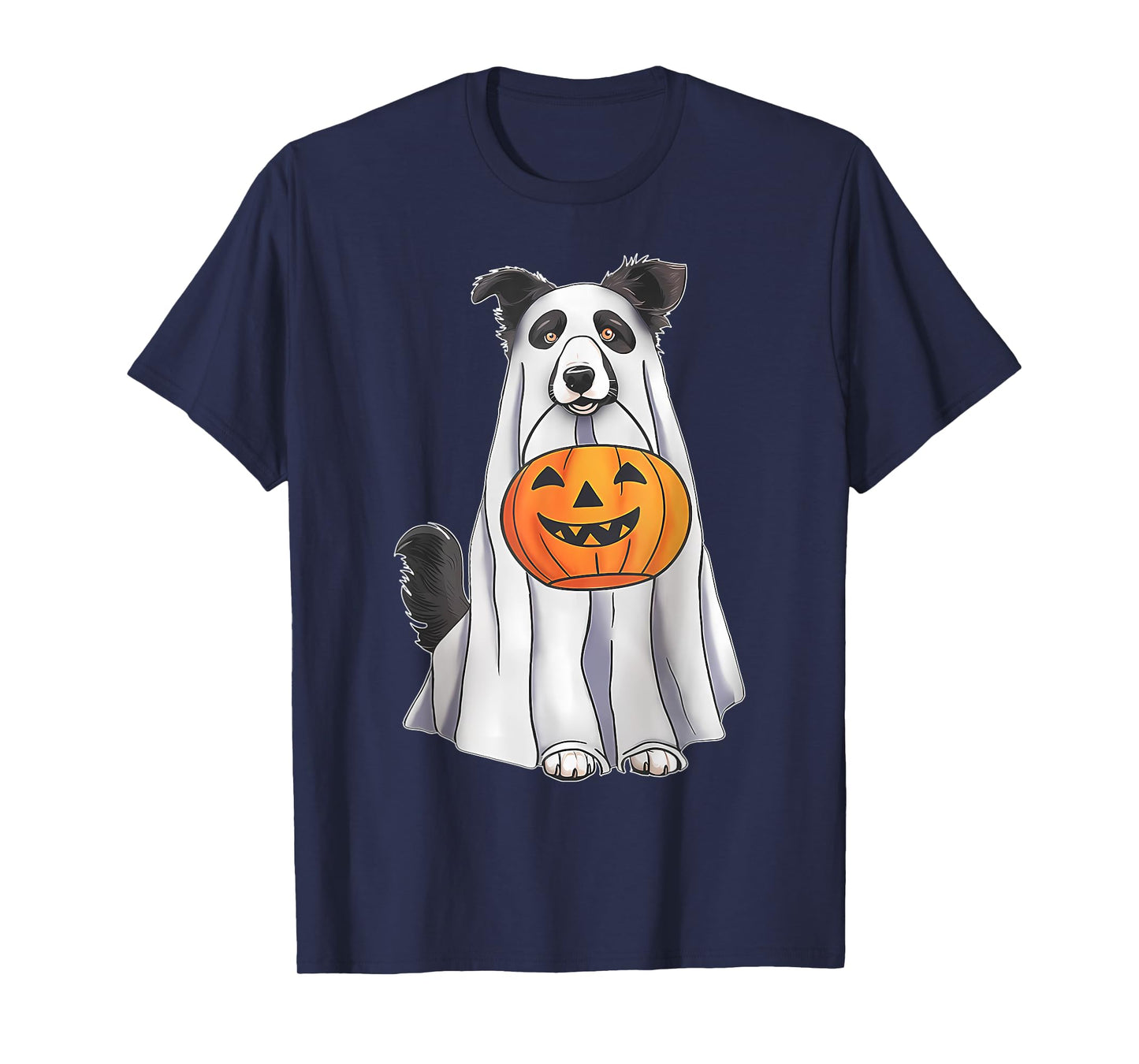 Border Collie Ghost Pumpkin Halloween Costume Fall T-Shirt