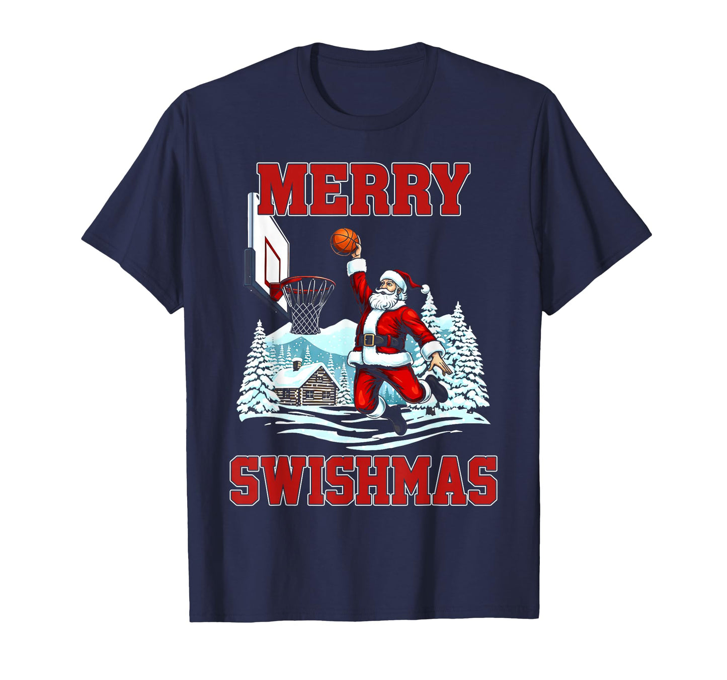 Merry Swishmas Basketball Ugly Christmas Xmas Men Boys Kids T-Shirt