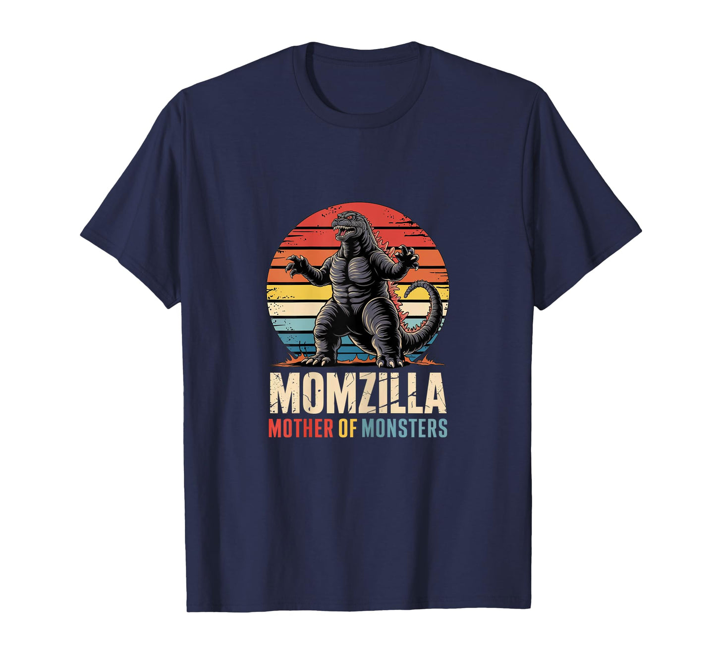 Retro Momzilla Mother of Monsters Distressed Art T-Shirt
