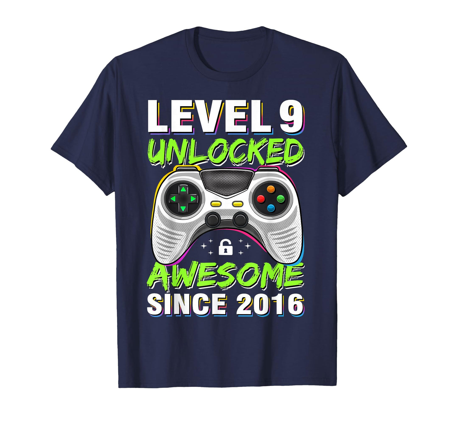 Level 9 Unlocked Awesome Since 2016 9th Birthday Gaming Boys T-Shirt