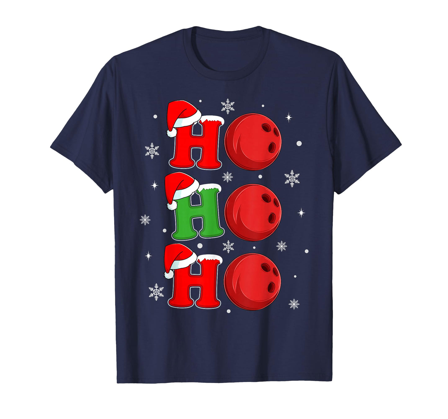 Ho Ho Ho Santa Bowling Ball Christmas Sports Player Xmas T-Shirt