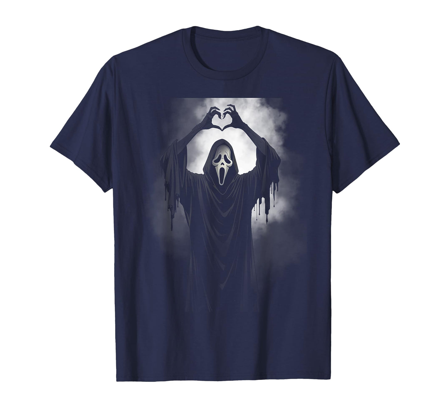 Scary Face Horror Ghost Heart Hands Creepy Halloween T-Shirt