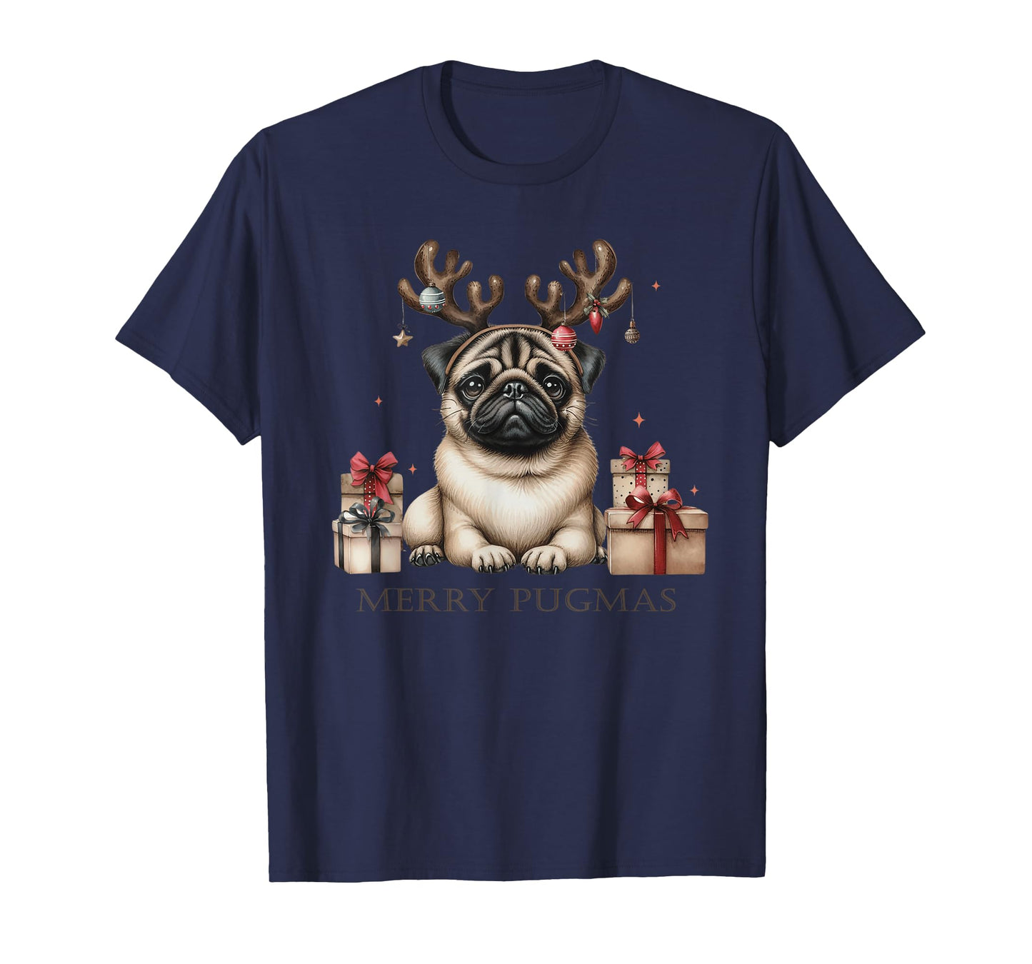 Funny Pug Merry Pugmas Xmas Dogs PugsLove Boys Girls Kids T-Shirt