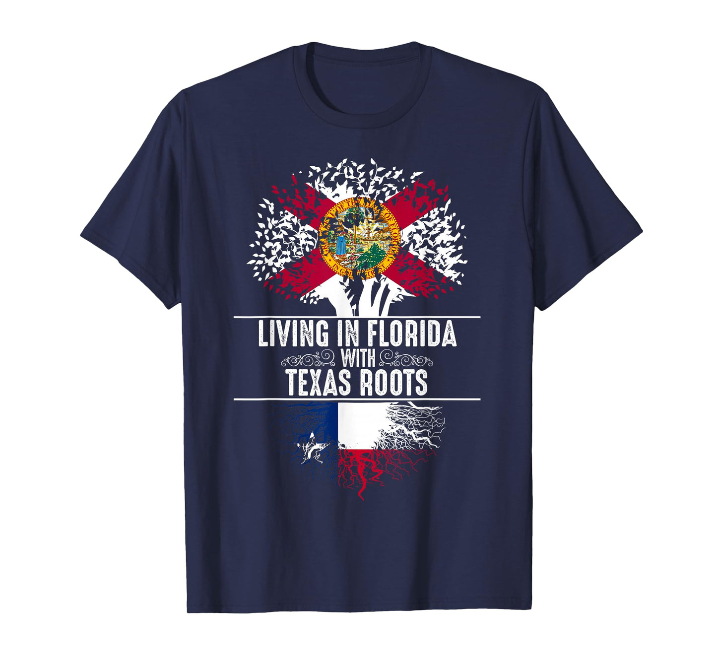 Florida Home Texas Roots State Tree Flag Shirt Love Gift T-Shirt