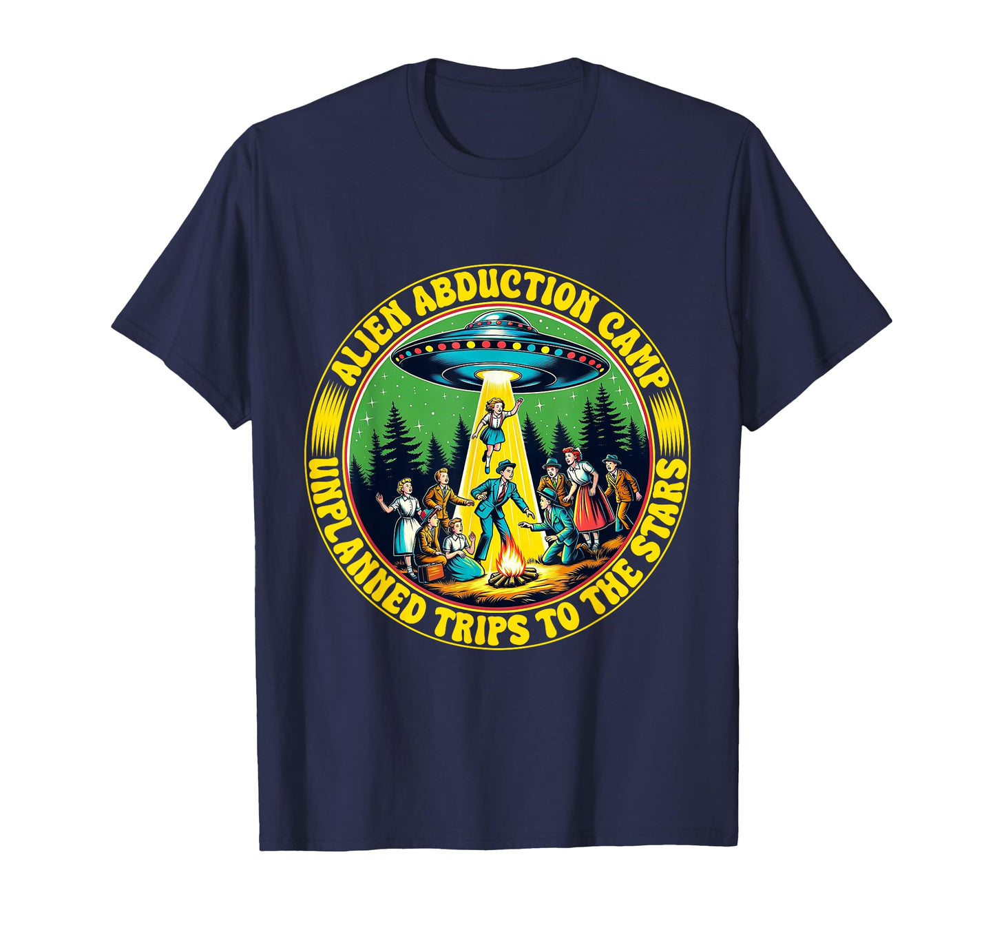 Alien Abduction Camp Shirt Vintage Retro UFO Funny Camper T-Shirt